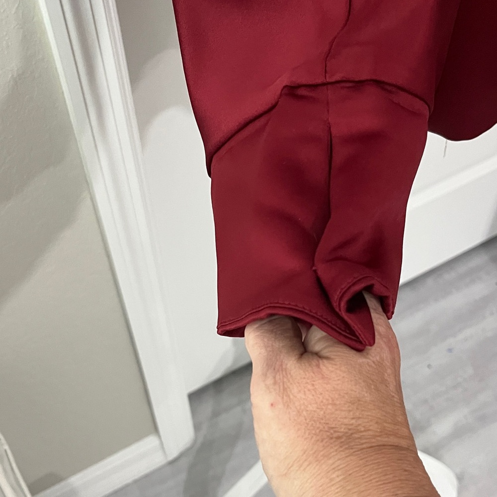 Vie by Victoria Royal Chic Burgundy Reversible Satin Blouse VTG USA RARE SZ 16 - Picture 5 of 15